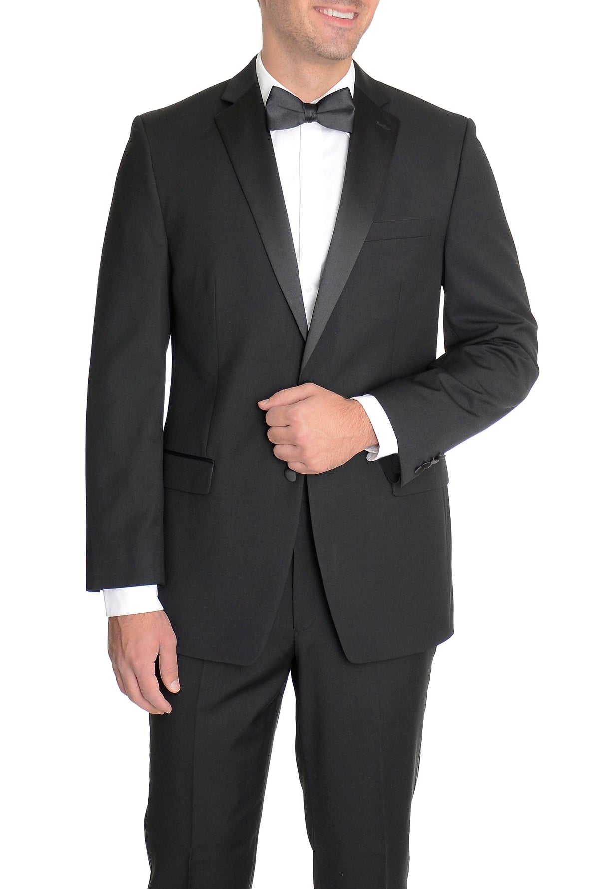 Giorgio Fiorelli TUXEDOS Mens Regular Fit Solid Black Two Button Tuxedo