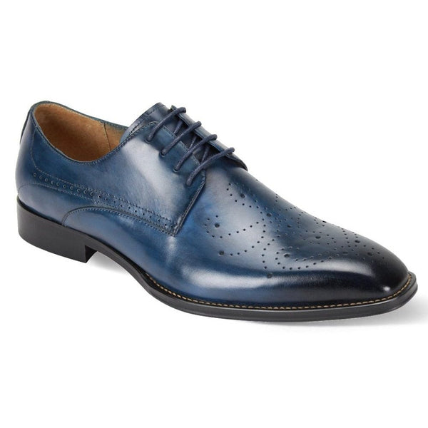 Giovanni Men's Blue Lace Up Oxford Leather Dress Shoes | The Suit Depot