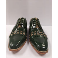Thumbnail for Giovanni SHOES Giovanni Mens Olive Green & Tan 2 Tone Lace-up Oxford Leather Dress Shoes