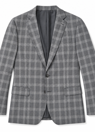 Alfani Gray Plaid Notch Lapel Slim Fit Stretch Blazer