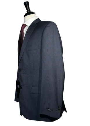 Hugo Boss Mens Charcoal Pinstripe Notch Lapels Classic Fit 2 Button Wool Suit - 40R