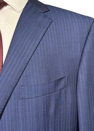 Corneliani Mens Blue Pinstripe Fully-Canvassed Notch Lapels Classic Fit 2 Button Wool Suit - 44L