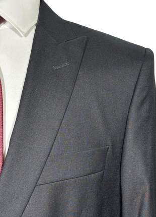 Versace Collection Mens Solid Black Peak Lapel Slim Fit 2-Button Wool Suit - 42R