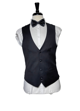 Corneliani Mens Solid Black Fully-Canvassed Satin Split Peak Lapel Slim Fit 3-Piece Wool Tuxedo - 40R
