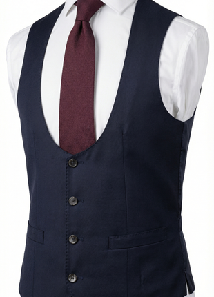 Corneliani Mens Solid Midnight Blue Fully-Canvassed Peak Lapels Slim Fit 3-Piece Wool Suit - 38R - The Suit Depot