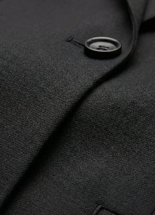 Mens Classic Fit Two Button 100% Wool Wrinkle Resistant Suit - Solid Black - The Suit Depot