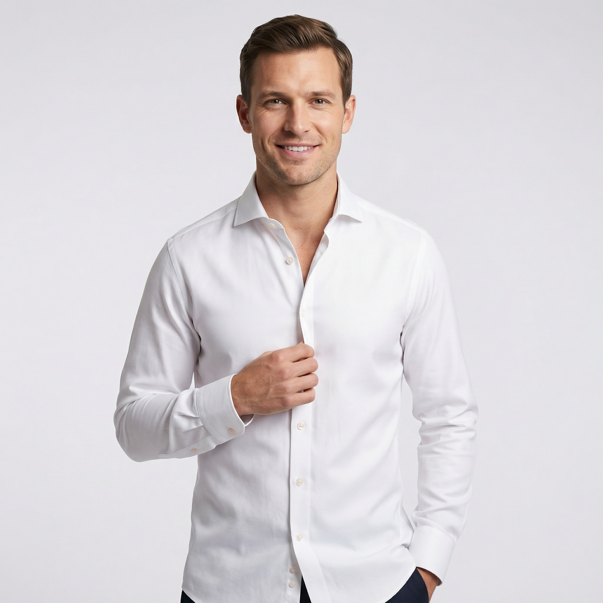 Christopher Morris White Twill Dress Shirt | The Suit Depot Christopher Morris White Twill Dress Shirt | The Suit Depot