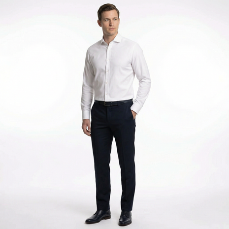 Christopher Morris White Twill Dress Shirt | The Suit Depot