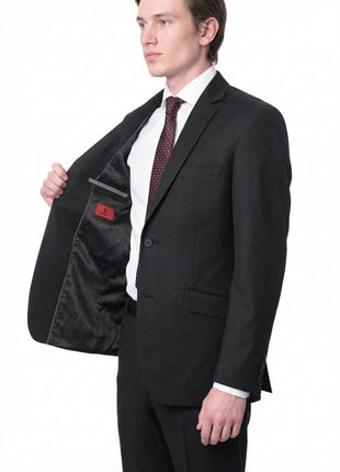 Raphael Men's Black Slim Fit Notch Two Button Suit - The Suit Depot