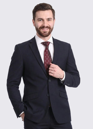 Men's Raphael Slim Fit Solid Navy Blue Wool-touch Two Button 2 Piece Suit - The Suit Depot