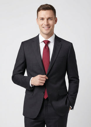 Label M Men's Classic Fit Two Button 100% Wool Wrinkle Resistant Suit - Charcoal Gray - The Suit Depot