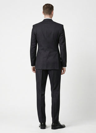 Label M Men's Classic Fit Two Button 100% Wool Wrinkle Resistant Suit - Charcoal Gray - The Suit Depot