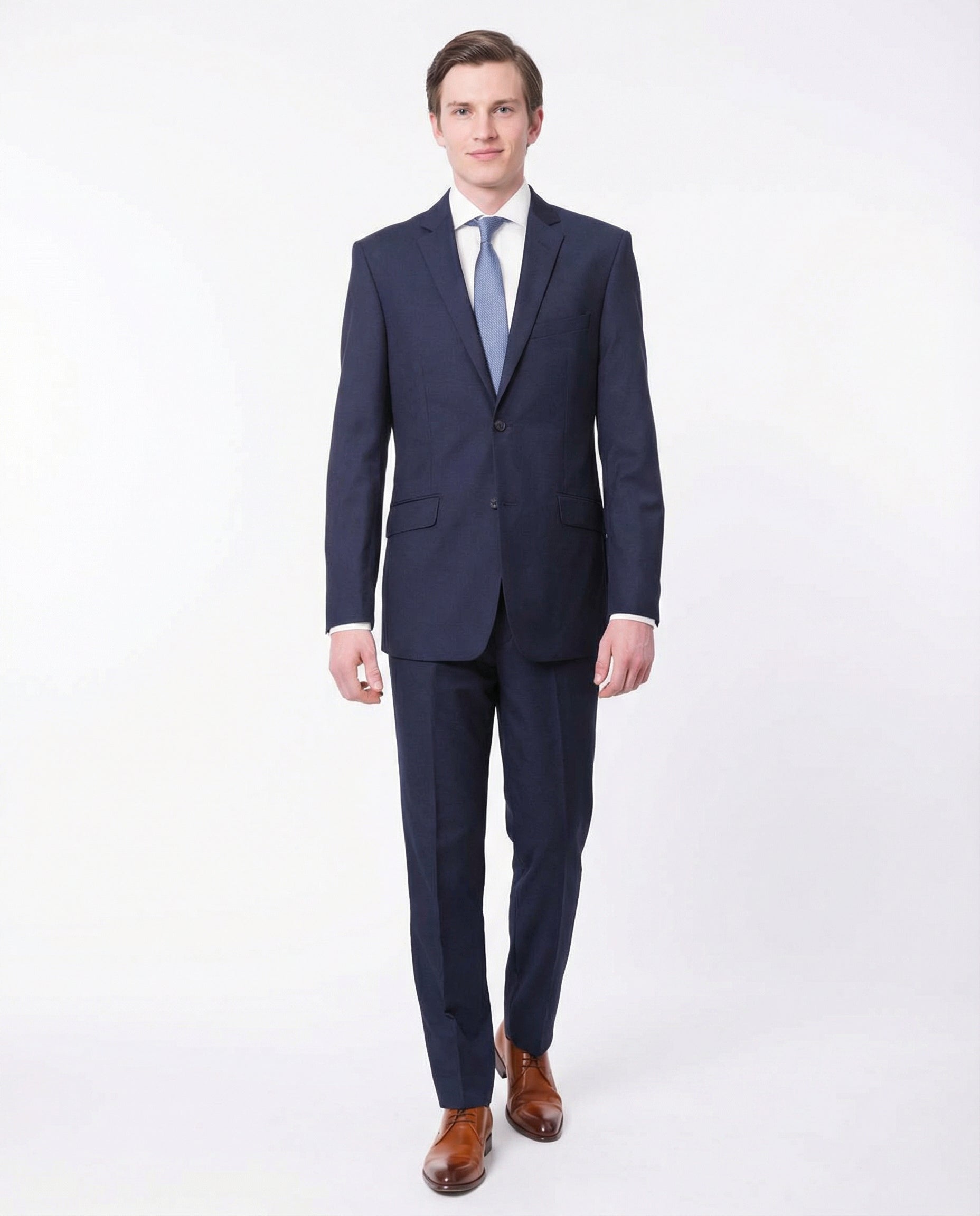 Mens Raphael Slim Fit Wool-touch Solid Blue 2 Button 2 Piece Suit Jacket & Pants, 34 / Short