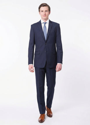 Mens Raphael Slim Fit Wool-touch Solid Blue 2 Button 2 Piece Suit Jacket & Pants - The Suit Depot