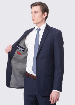 Mens Raphael Slim Fit Wool-touch Solid Blue 2 Button 2 Piece Suit Jacket & Pants - The Suit Depot