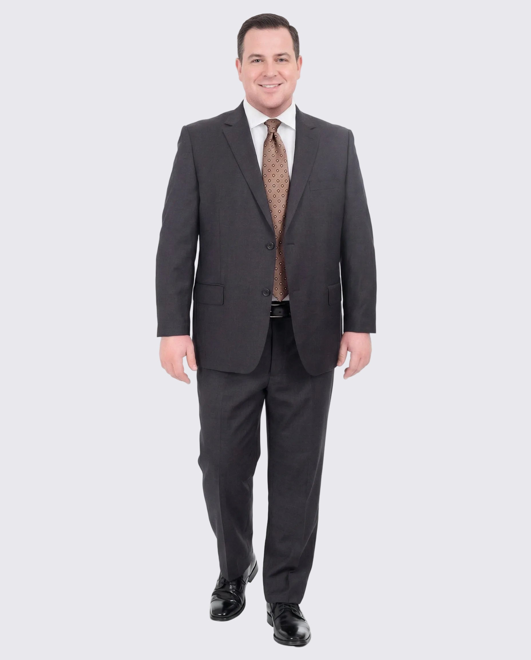 Shop Mens Charcoal Gray Portly Fit 100% Wool Suit | The Suit Depot