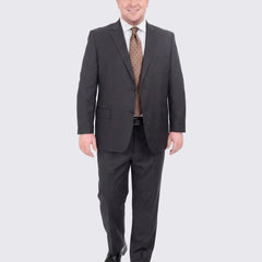 Mens Sartoria Mazara Portly Fit Solid Charcoal Gray Two Button Wool Suit - The Suit Depot