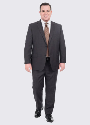 Mens Sartoria Mazara Portly Fit Solid Charcoal Gray Two Button Wool Suit - The Suit Depot