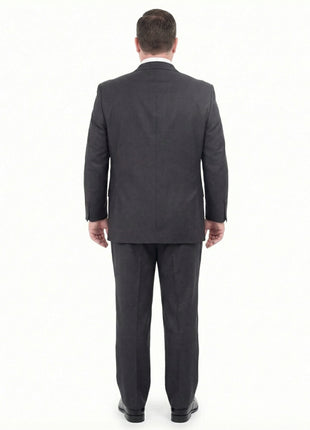 Mens Sartoria Mazara Portly Fit Solid Charcoal Gray Two Button Wool Suit - The Suit Depot