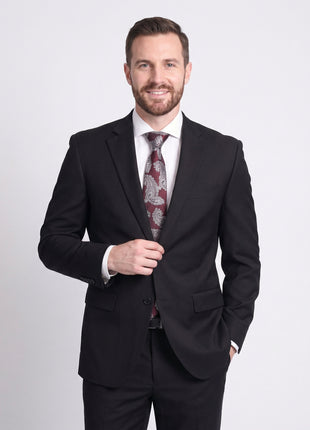 Raphael Men's Regular Classic Fit Solid Black 2 Button Mens Wool-touch Suit - The Suit Depot