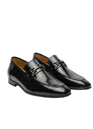 Mezlan Guardia Black Patent Leather Horsebit Loafers