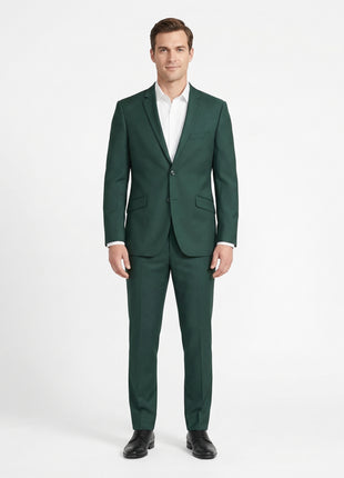 Raphael Mens Solid Hunter Green Slim Fit Two Button Suit - The Suit Depot