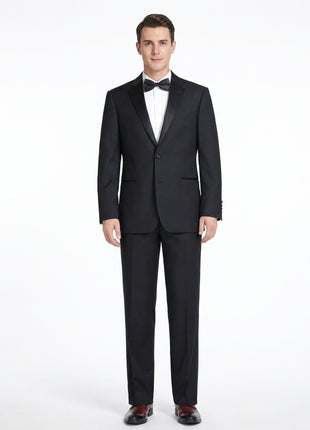 Men's Satin Notched Lapel 2-Piece 100% Wool Tuxedo - The Suit Depot