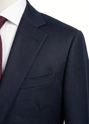 Mazara Mens Black Tonal Stripe Classic Fit Notch Lapel Wool 2 Button Suit