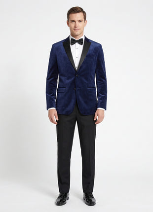 Men's Slim Fit Peak Lapel Stretch Blue Tuxedo Blazer