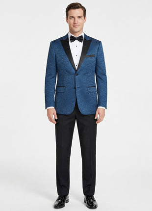 Men's Slim Fit Peak Lapel Tuxedo Blazer With Embroidered Pattern - The Suit Depot