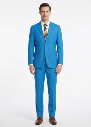 Raphael Mens Solid Sky Blue Slim Fit 2 Piece Suit