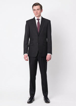 Raphael Mens Solid Black Slim Fit 2 Button Suit