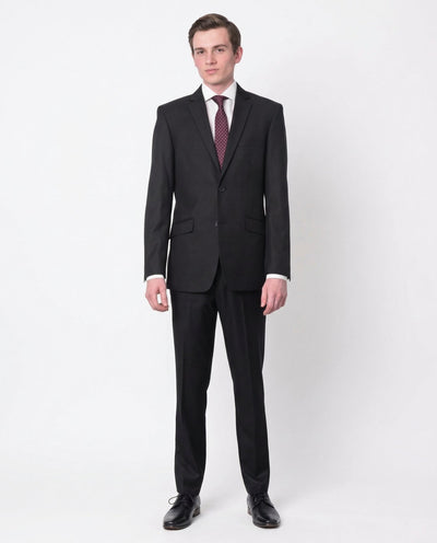 Raphael Mens Solid Black Slim Fit 2 Button Suit