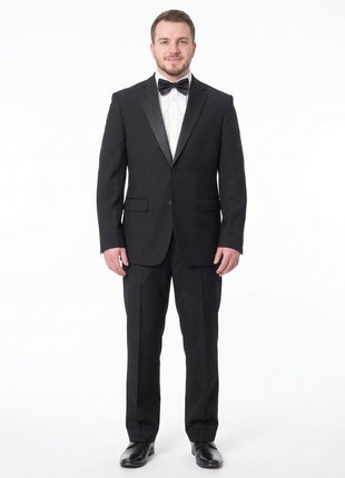 Braveman Mens Solid Black Classic Fit Tuxedo Suit With Satin Lapels - The Suit Depot