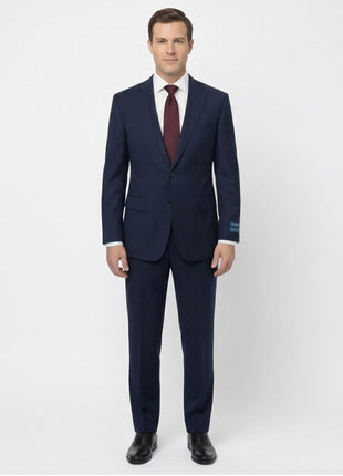 Tovaglia Solid Navy Classic Fit Notch Lapel Wool Cashmere 2-Button Suit