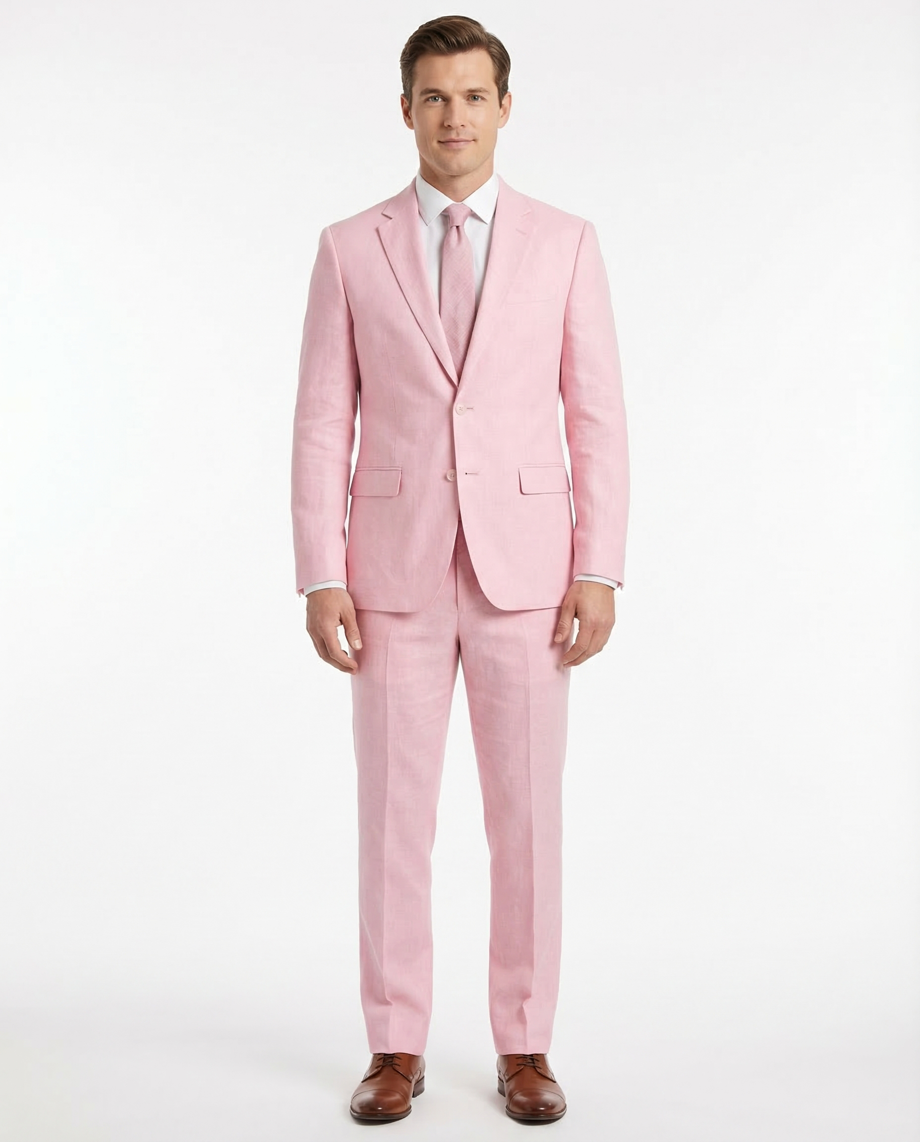 Kent & Park Mens Solid Pink Classic Fit Linen Blend 2 Piece Suit, 40 / Regular Kent & Park Mens Solid Pink Classic Fit Linen Blend 2 Piece Suit, 40 / Regular