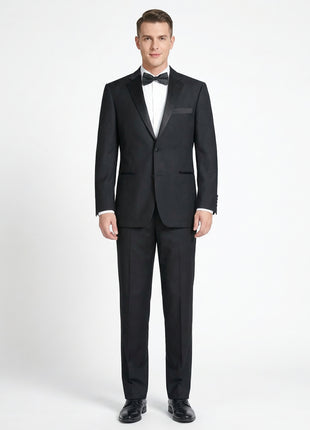 Raphael Solid Black Classic Fit Two Button Notch Lapel Tuxedo Suit