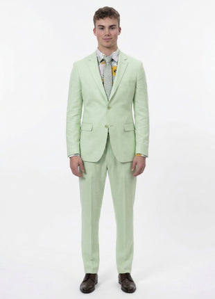 Kent & Park Mens Solid Mint Green Classic Fit Linen Blend 2 Piece Suit