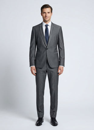 Hugo Boss Light Gray Shawl Lapel Single-Button Cotton Blend Tuxedo 42R