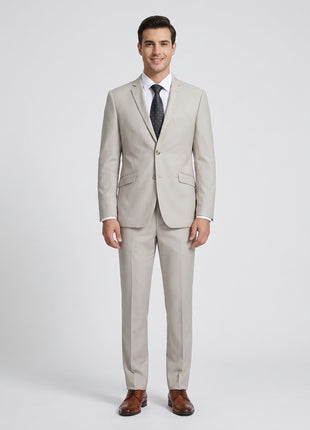 Raphael Solid Beige Notch Lapel Slim Fit Two Button Suit