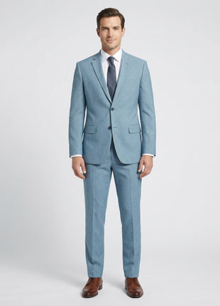 Raphael Solid Light Blue Slim Fit Notch Lapel Two Button Suit