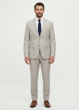 Raphael Solid Beige Notch Lapel Classic Fit Two Button Suit