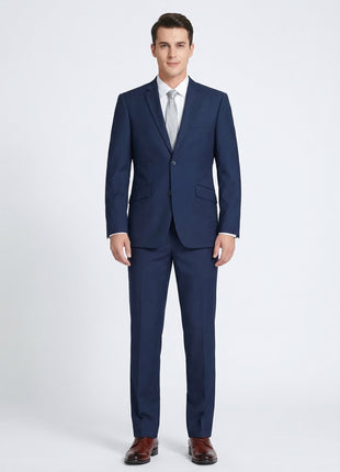 Raphael Men’s Solid Navy Blue Slim Fit Notch Lapel Two Button Suit