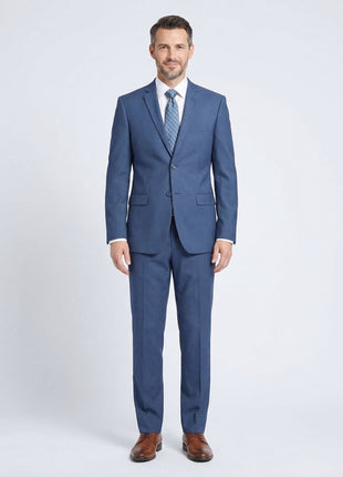 Raphael Solid Textured Blue Notch Lapel Classic Fit Two Button Suit