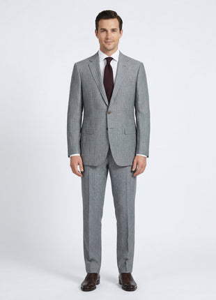 Sartoria Partenopea Men's Blue Pinstripe Linen Blend Suit 40R