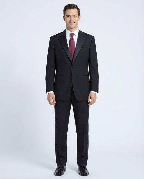 PAL ZILERI ストライプスーツ 光沢ブラック Pal Zileri Mens 40L Drop 8 Solid Black 100% Wool 2 Piece Tuxedo