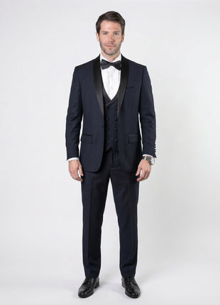 Statement 3 Piece Tuxedo Shawl Lapel - Navy