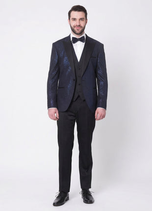 Cemden Mens Solid Blue Shimmer 2 Piece One Button Tuxedo Suit