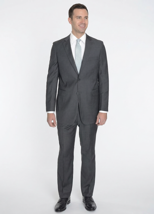 Raphael Modern Fit Solid Gray Two Button Wool Suit - The Suit Depot