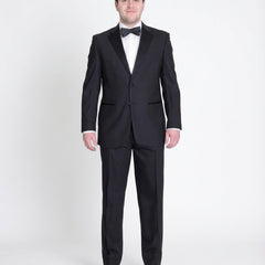 Silvio Breciani Mens Black Tonal Striped Two Button Wool Tuxedo Tux Suit - The Suit Depot